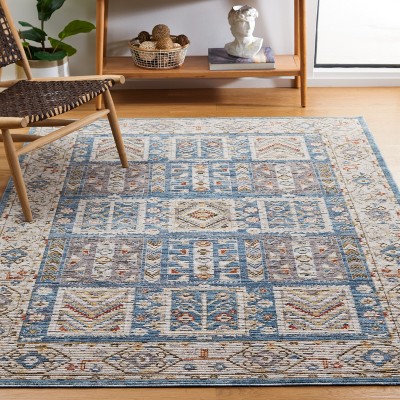 Ivory and Blue Hand-knotted Stain-resistant 5' x 8' Area Rug