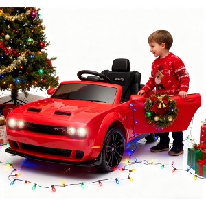 Kids Electric Car, Licensed Dodge Challenger, 12V Ride-On Battery-Powered Vehicle with Remote Control, LED Lights, Bluetooth, MP3, Ages 3+ - 1 of 4