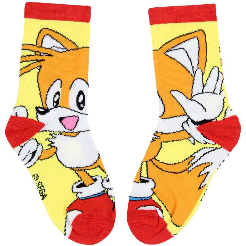 Sega Sonic The Hedgehog Boys' Socks Tails And Sonic 2 Pairs Athletic Crew Socks Multicoloured, 2 of 4
