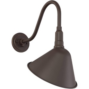 Franklin Iron Works Neihart Rustic Farmhouse Outdoor Barn Light Fixture Bronze Curving Gooseneck 18" Post Exterior Barn Deck House Porch Yard Patio - 1 of 4
