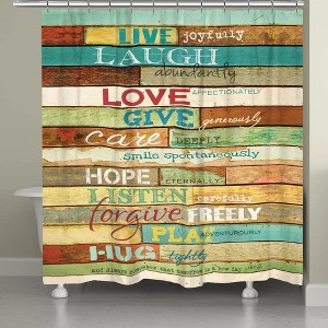 Laural Home Live Laugh Love Mantra Shower Curtain - 1 of 4