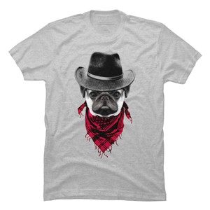 Men's Design By Humans Cowboy Pug By clingcling T-Shirt - 1 of 4