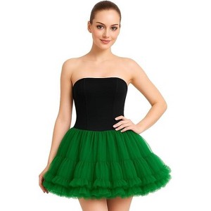 BellaSous Women’s Multi-Layered Tutu Skirt, Adult Costume Skirt for Halloween, Parties, and Dress-Up Events- Black - 1 of 4