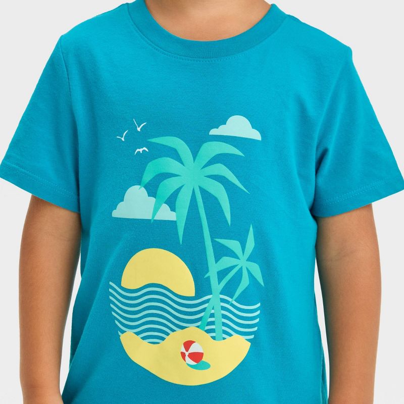Toddler Boys&#39; Short Sleeve Beach Scenic Graphic T-Shirt - Cat &#38; Jack&#8482; Turquoise Blue, 2 of 4