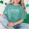 Simply Sage Market Women's Embroidered Lucky Varsity Clover St. Patrick's Day Short Sleeve Garment Dyed Tee - 2 of 3