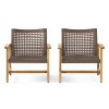 GDFStudio Savannah Outdoor Acacia Wood and Wicker Club Chairs (Set of 2) - 2 of 4