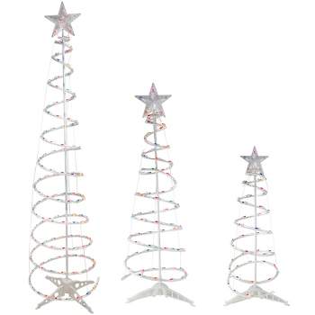 Northlight Set of 3 Lighted Multi-Color Spiral Christmas Trees - 3', 4', and 6'