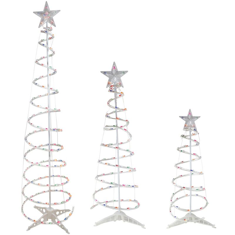 Northlight Set of 3 Lighted Multi-Color Spiral Christmas Trees - 3', 4', and 6', 1 of 10