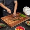 Orieon Extra Large Acacia Wood Cutting Board, 1.2" Thick Butcher Block with Juice Groove & Handles for Kitchen. - 4 of 4