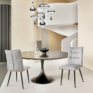ModernLuxe Set of 2 Dining Chairs Velvet Upholstered Accent Chairs with Soft Cushioned Seat & Iron Frame, Armless Chairs Arm Chairs, Yellow/Gray - 1 of 4