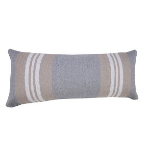 14" X 36" Beige and Gray Lumbar Throw Pillow - 1 of 4