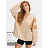 EXLURA Women's Oversized V Neck Henley Shirt Patchwork Color Block Sweatshirt Long Sleeve Button Pullover Tunic Tops - 3 of 4