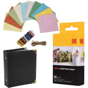 KODAK 2"x3" Premium Zink Photo Paper (50 Sheets) + Colorful Square Hanging Photo Frames + Photo Album (Compatible Printomatic) - 1 of 4