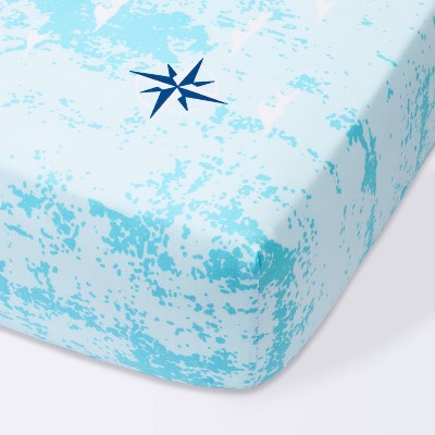Fitted Crib Sheet World Map - Cloud Island™ Light Blue