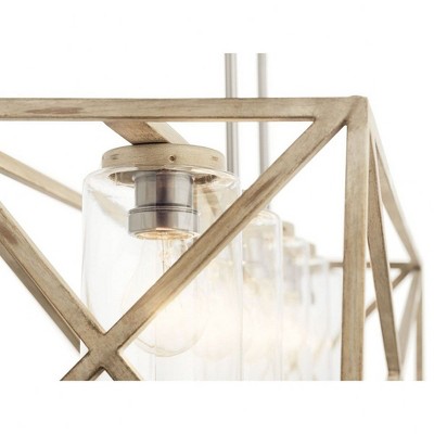 Rustic Country 36" Black Steel Chandelier with Clear Shades