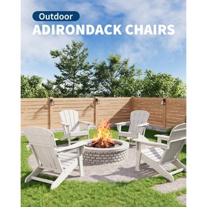 Modern HDPE Adirondack Chair, 380LB Oversized All-Weather Poly Lumber Outdoor Chair with Wood Grain, for Patio, Fire Pit & Pool - 1 of 4