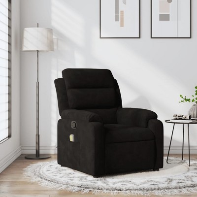vidaXL Black Velvet Massage Recliner Chair - Manual Recline, Vibration, Side Pocket, Wood/Metal Frame, Comfortable Lounger/Lounge