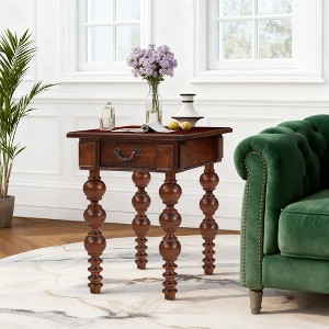 Luxystar Solid Wood End Table with Drawer, Vintage Narrow Sofa Side Table for Living Room, Easy Assembly - 1 of 4