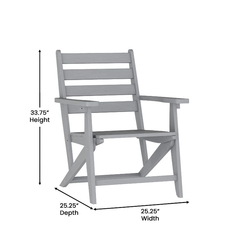 Flash Furniture Tolleson Commercial Grade Adirondack Dining Chair with Fold Out Cup Holder, Weather Resistant Recycled HDPE Adirondack Chair, 5 of 11