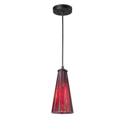 Lumino Matte Black Mini Pendant with Tiffany Glass