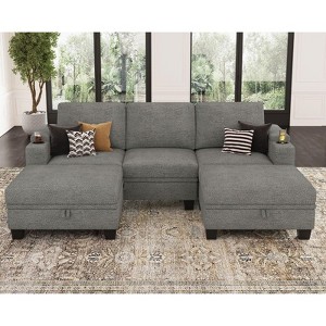 Belffin Compact U-Shaped 5-Seater Sectional - Modular Couch with Storage & Cup Holder - 1 of 4