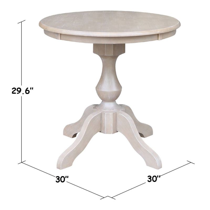 3pc Solid Wood 30&#34;x30&#34; Round Pedestal Dining Table and 2 Cafe Chairs Washed Gray Taupe - International Concepts, 5 of 12