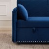 55" Velvet Convertible Sofa Bed - Modern Design with Pull-Out Bed, Pillows, & Grid Design Armrests - 4 of 4
