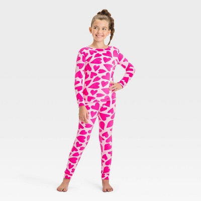 Kids' 2pc 'Hearts' Snuggly Soft Snug Fit Pajama Set - Cat & Jack™ Pink 8