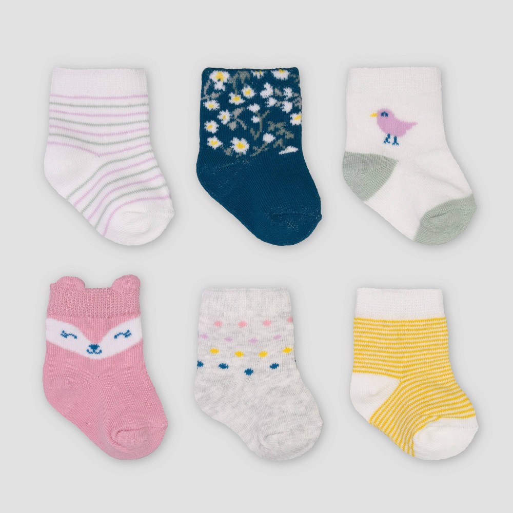 Baby Girls' 6pk Fox Crew Socks - Just One You made by carter's