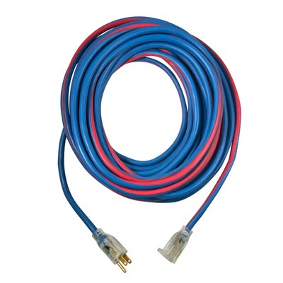 50 ft Blue and Red Cold Weather Extension Cord with Lighted Plug