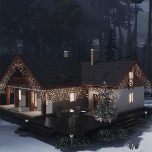 vidaXL LED Curtain Icicle Lights 393.7" 400 LED Warm White 8 Function - 1 of 4