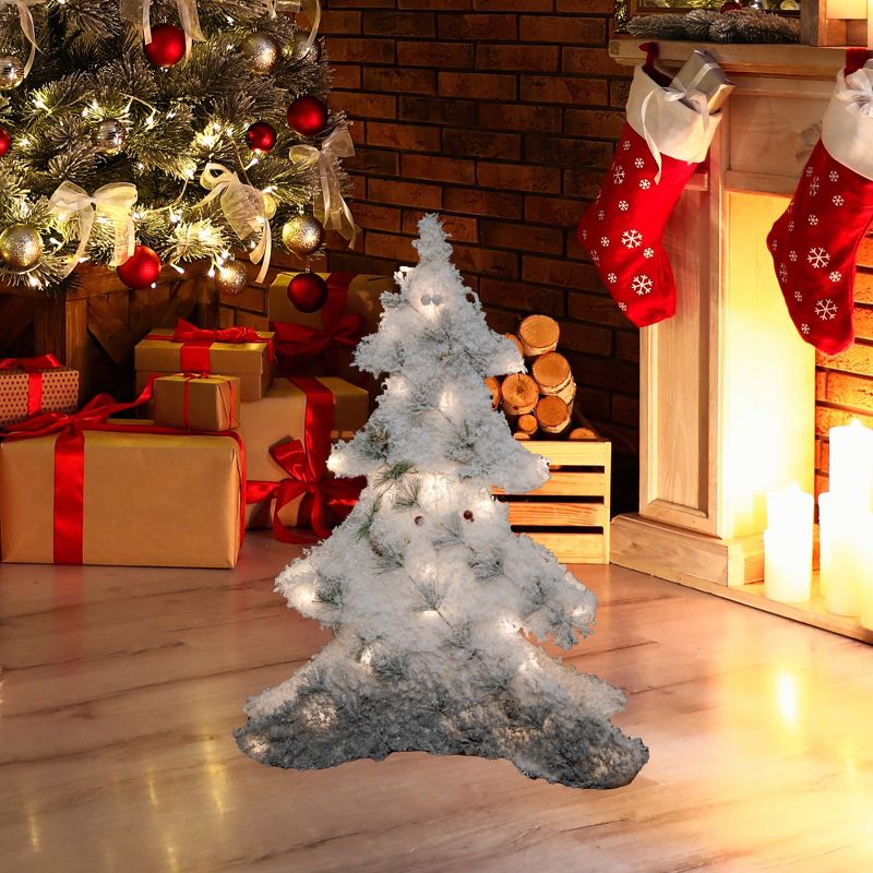 Northlight 27.5" LED Lighted White Tinsel and Pine 2-D Christmas Tree Decoration, 2 of 7