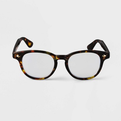 Men's Tortoise Print Round Blue Light Filtering Glasses - Goodfellow & Co™ Brown