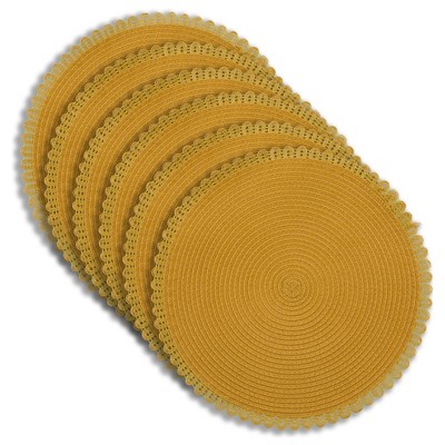 Dainty Home Chantilly 15" Round Reversible & Non-Slip Placemats Set of 6