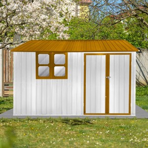 Coolbibila 10Ftx8Ft Storage Sheds, Metal Sheds With Waterproof Roofs And Metal Frame, Storage Sheds Outdoor With Lockable Doors And Window - 1 of 4