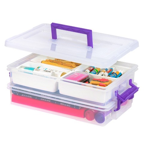 Iris Usa 9.4qt 2 Layer Stack And Carry Storage Containers With