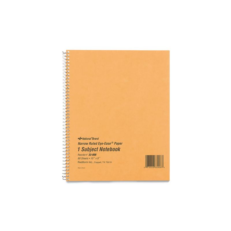 National Single-Subject Wirebound Notebooks, Narrow Rule, Brown Paperboard Cover, (80) 10 x 8 Sheets, 1 of 4