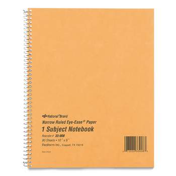 National Single-Subject Wirebound Notebooks, Narrow Rule, Brown Paperboard Cover, (80) 10 x 8 Sheets