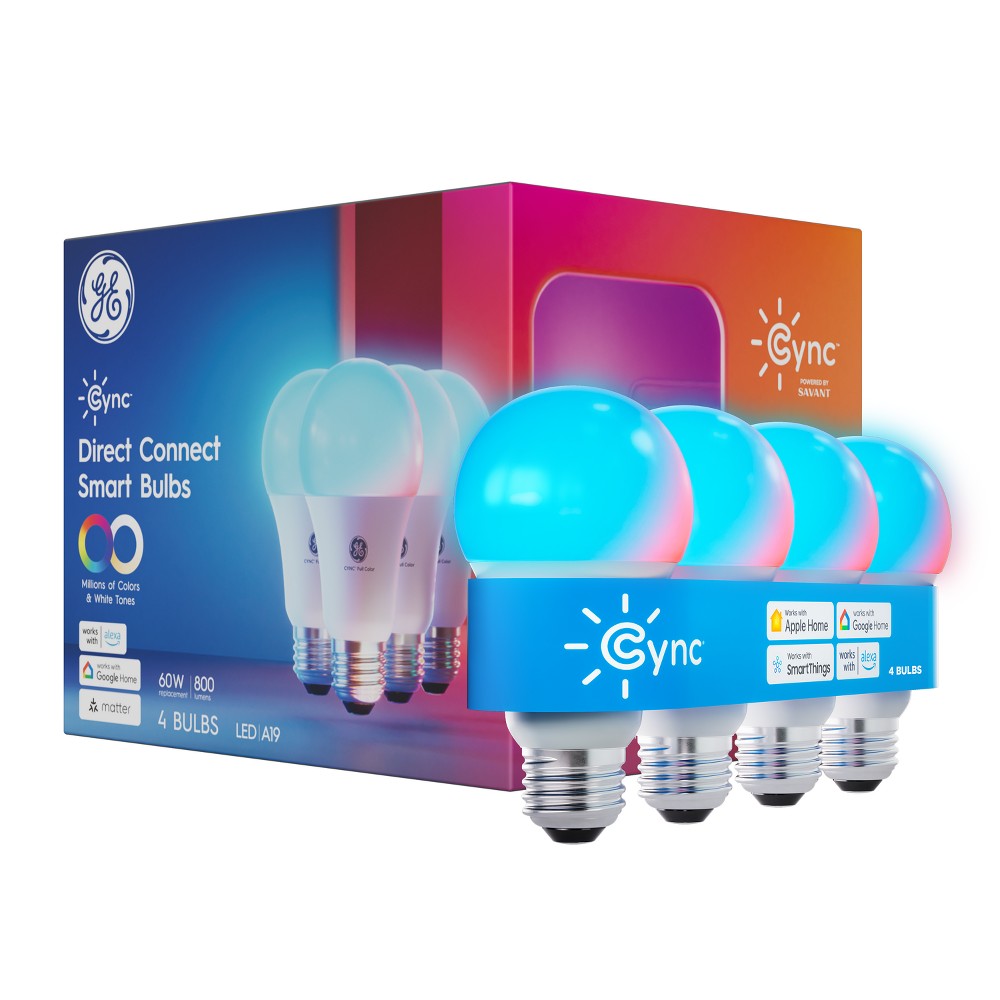 GE 4pk Cync Direct Connect Full Color A19