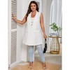 Plus Size Blazer Vest for Women Sleeveless Single Button Casual Vest - 2 of 4