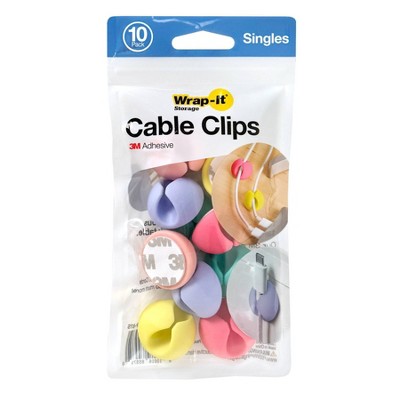 Wrap-It Cable Clips 10pk Bright Pastel