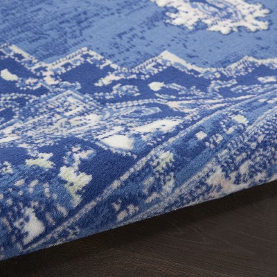 Navy Floral Essence 8' x 10' Easy-Care Synthetic Rectangular Rug
