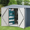 8x8 FT Outdoor Metal Storage Shed, Large Lockable Utility Tool Shed with Air Vents, Garden Shed Storage House for Garden Patio Lawn Backyard, Brown - 2 of 4