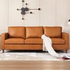 Brown Leather Sofa, 83" Mid-Century Modern Couch, 3-Seater Sofa with Armrests and Comfy Cushions, Pu Deep Seat Sofas for Living Room, Bedroom, Office - 4 of 4