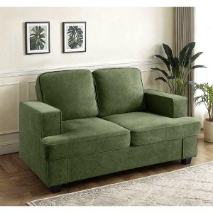 CAVINAS Modern Velvet Loveseat Sofa, Comfortable 2 Seater Couch with Deep Seating and High-Density Foam, Loose Back Cushions, Wide Arms - 1 of 4