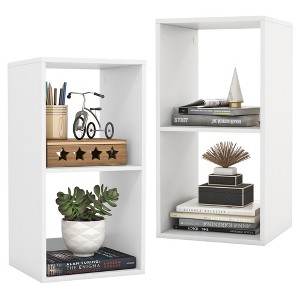 Tangkula 2-Cube Bookshelf Modern Vertical Bookcase w/ Back Guardrail & Anti-tipping Kits - 1 of 4