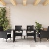 vidaXL Garden Table Black PE rattan, powder-coated steel, tempered glass - 3 of 4