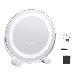 VEVOR 12” Vanity Mirror With Lights,LED Makeup Mirror 3Color Lighting Modes,with 5X Magnification Mirror,Smart Touch Control, 360°Rotation,Round,White - 1 of 4