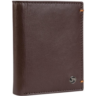 Jack Abrahams - Jack Abrahams Goat Nappa Leather Bi-Fold Wallet with Zipper Pocket Brown