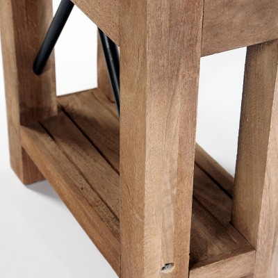 Modern Industrial Zinc & Wood Accent End Table with Shelf